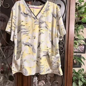 Healing Hands V-Neck Top with Abstract Print